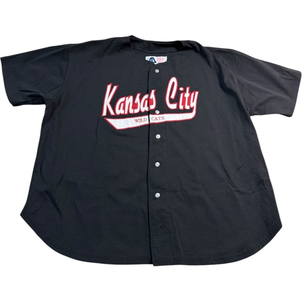 Kansas City Wildcats "Wild Cats" Baseball Jersey‎ Mens XXL Black Mesh Button USA